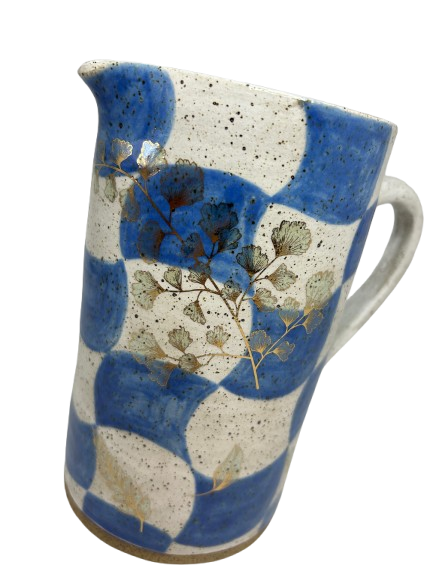 Jarra Xadrez Azul com Detalhes em Dourado