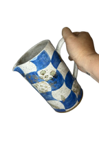 Jarra Xadrez Azul com Detalhes em Dourado