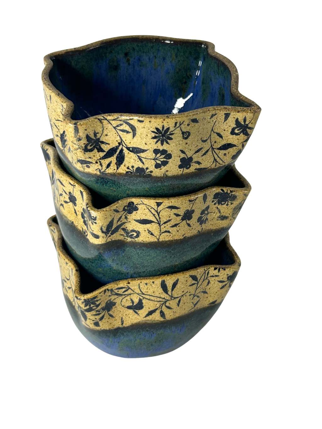 Conjunto 3 Bowls com Flores Azuis