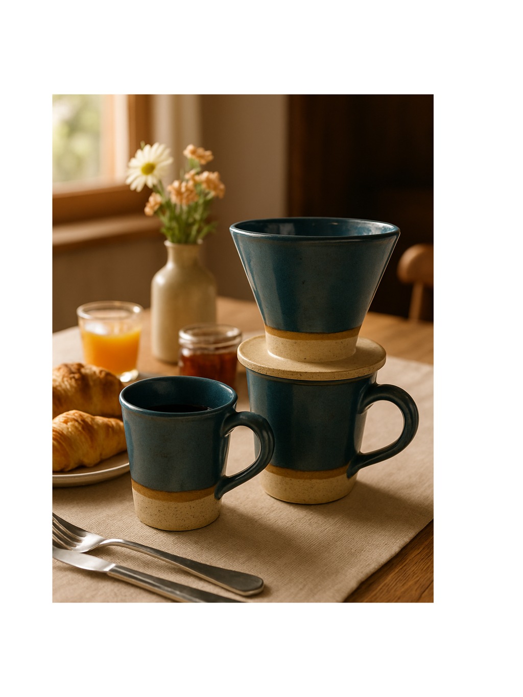 Dupla de Canecas com Coador de Café/Chá