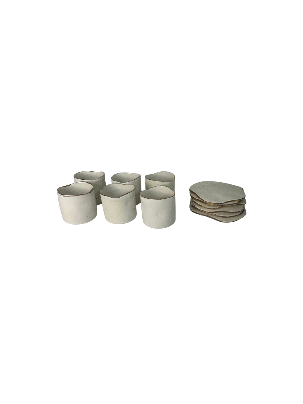 Conjunto de 6 Copos Irregulares para Café com Pires