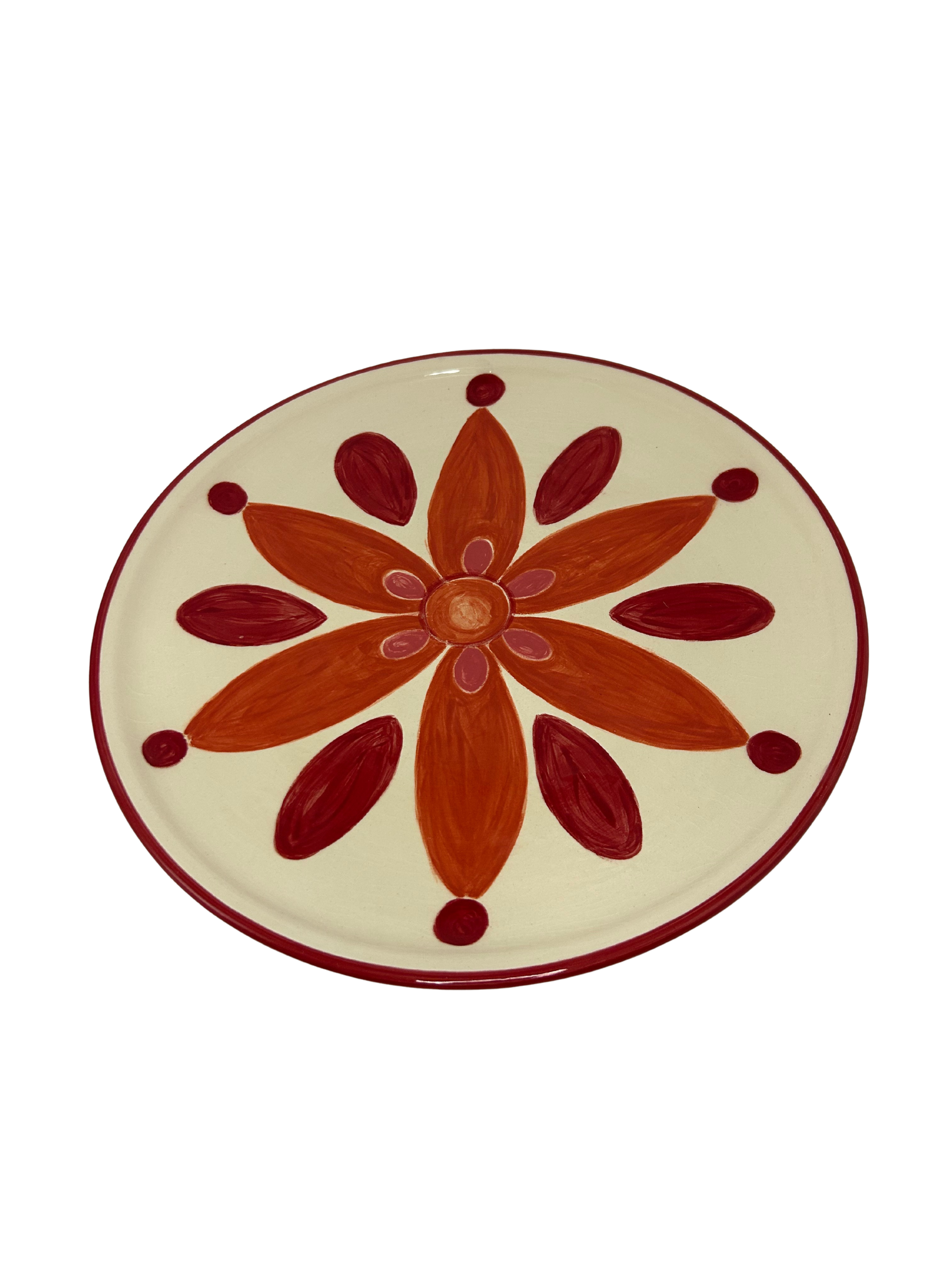 Prato de Bolo Flor Vermelha