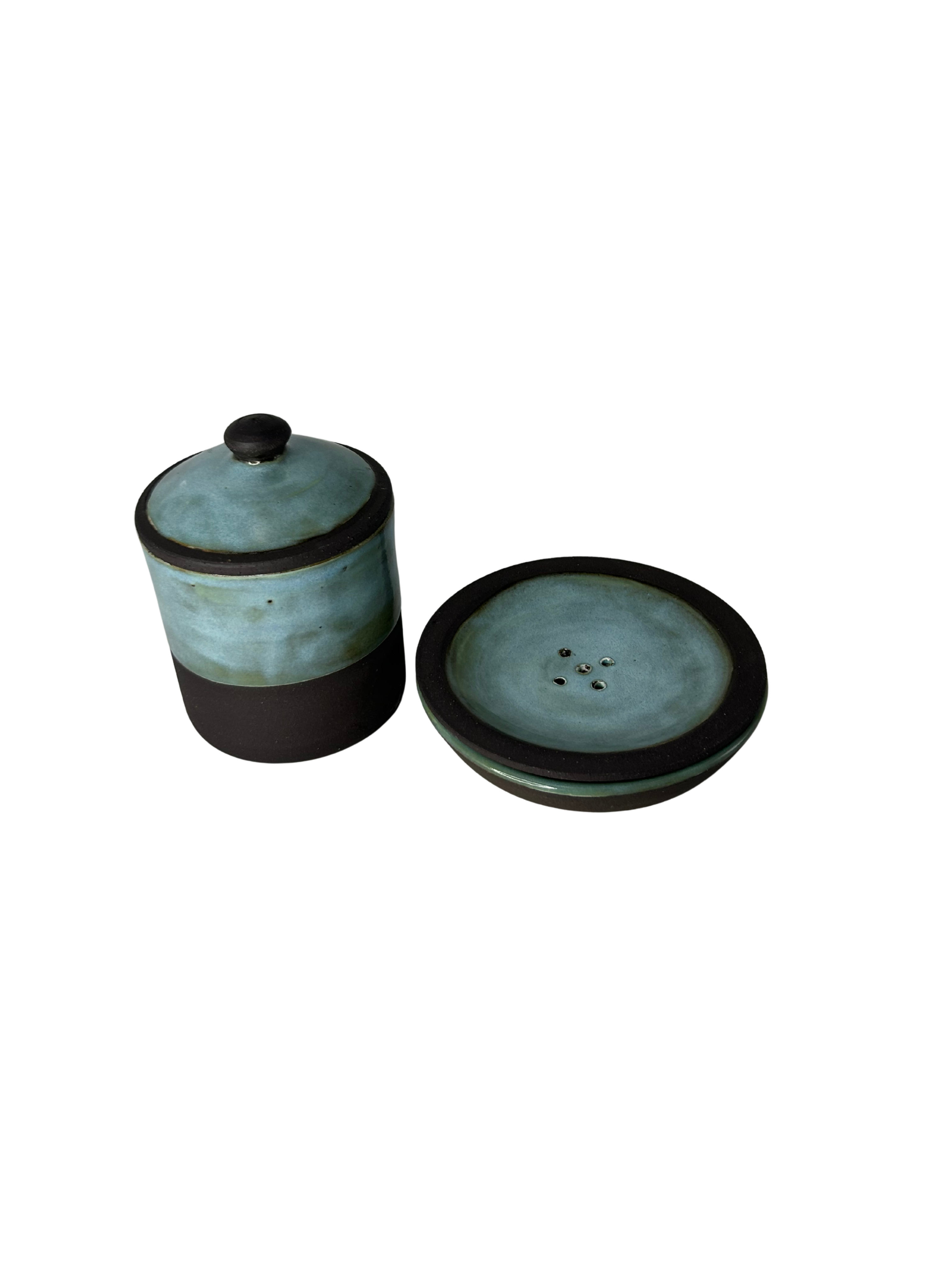 Kit Banheiro 2 Peças Azul com Preto