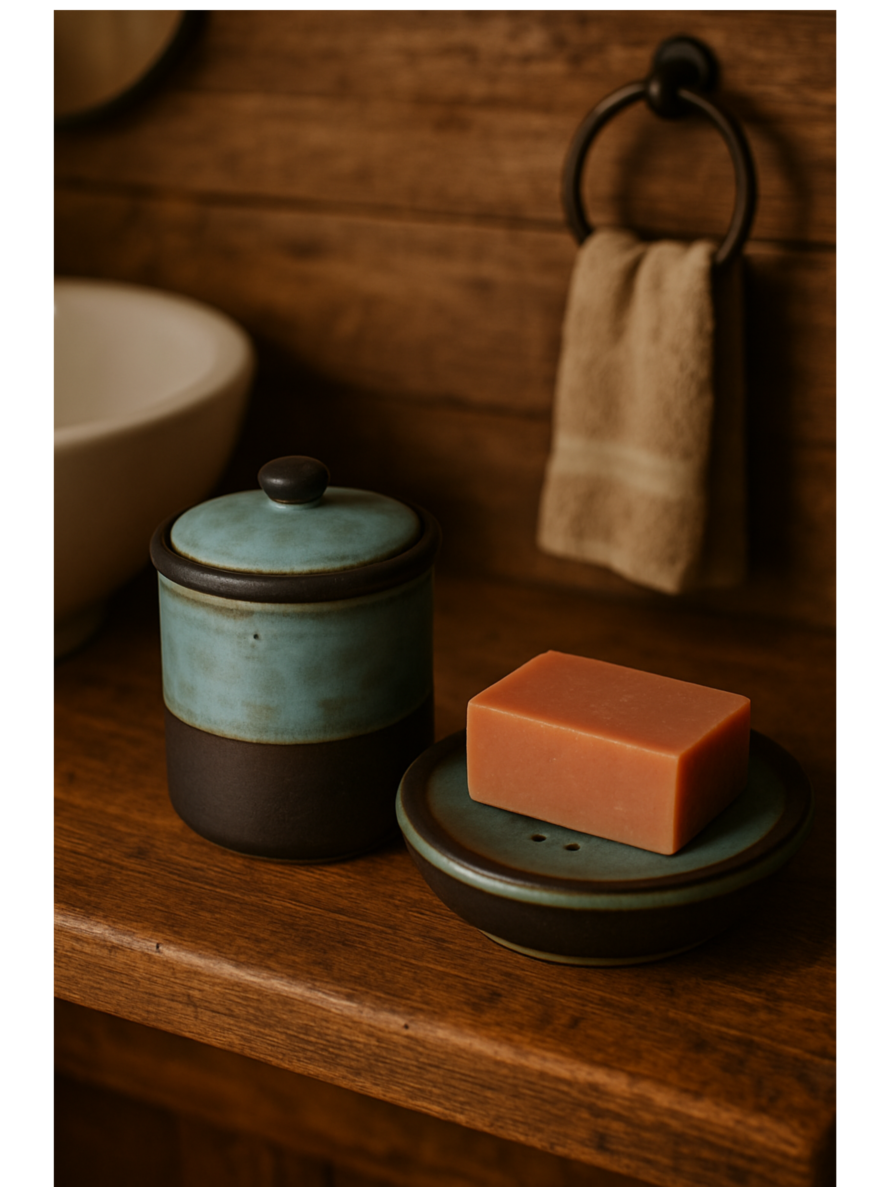 Kit Banheiro 2 Peças Azul com Preto