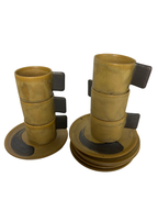 Conjunto 6 Xicaras Marrons Rusticas com Pires