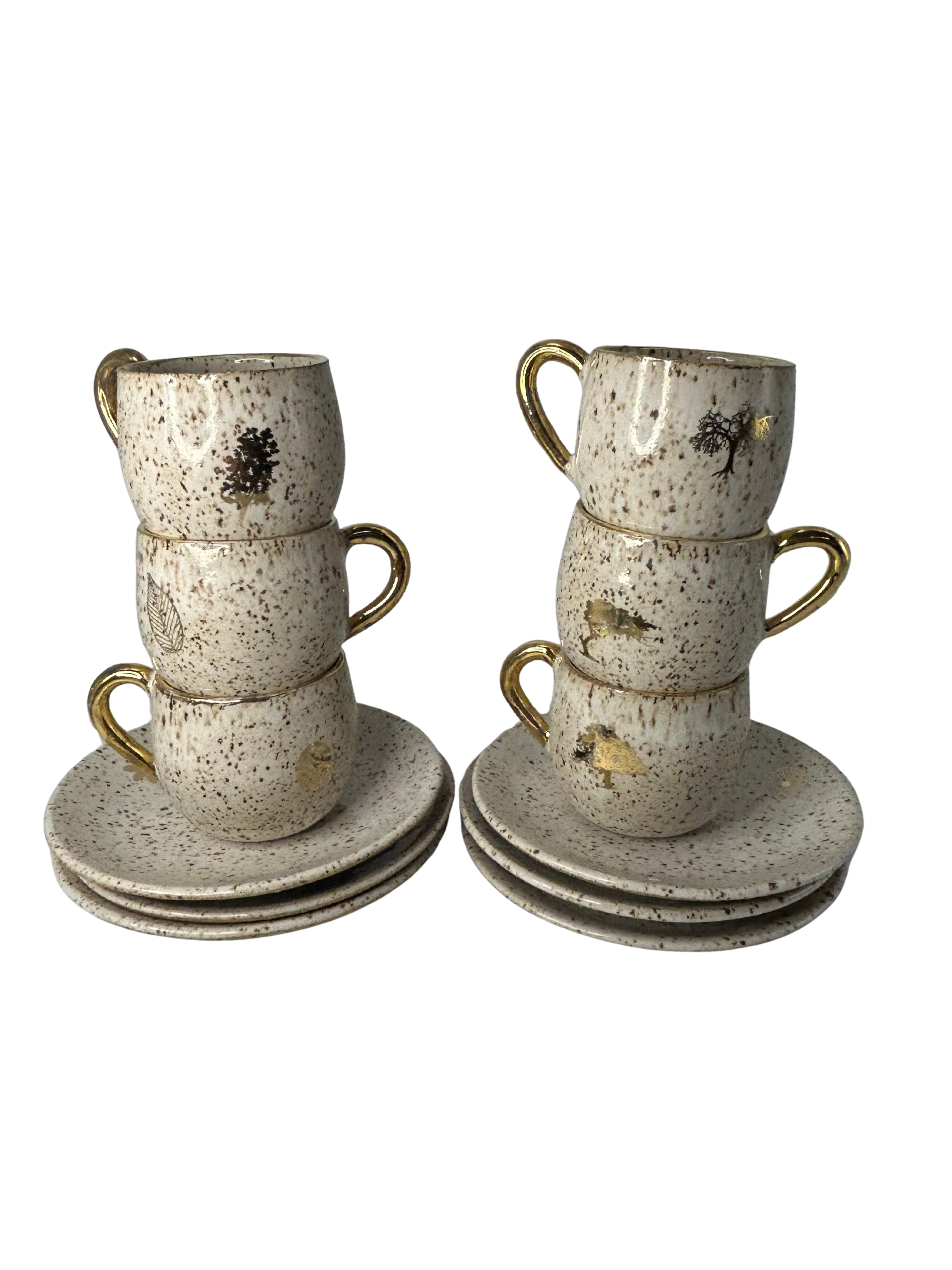 Conjunto com 6 Xicaras Areia Dourado