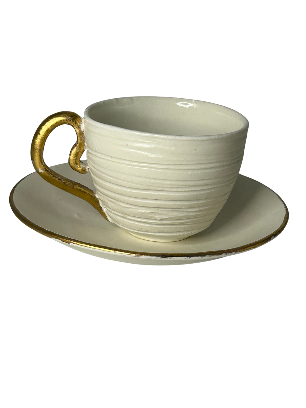 Conjunto 6 Xicaras Branco com Dourado