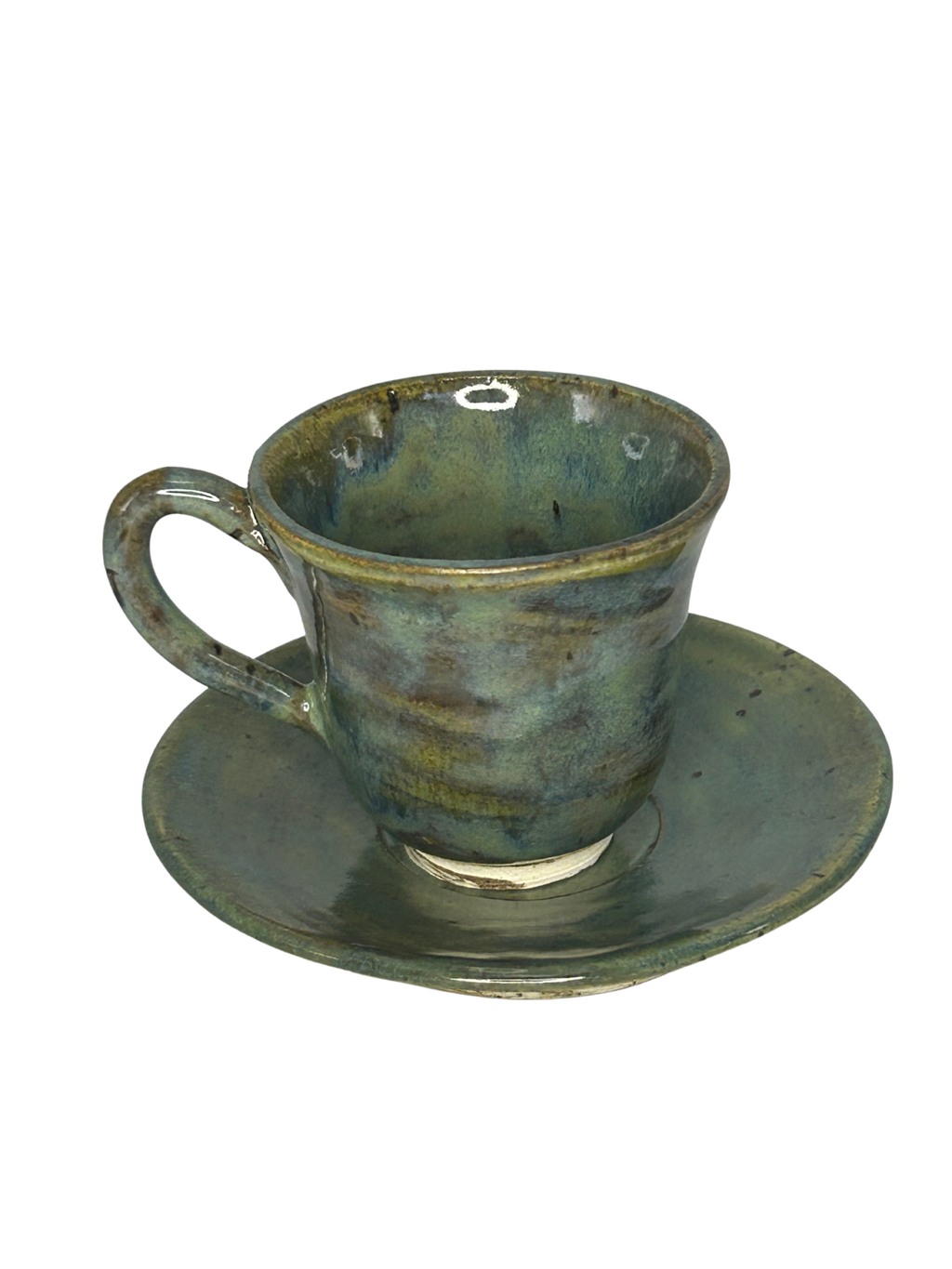 Conjunto 6 Xicaras Verde com Base Areia