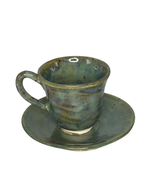 Conjunto 6 Xicaras Verde com Base Areia