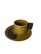 Conjunto 6 Xicaras Marrons Rusticas com Pires