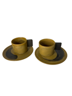 Conjunto 6 Xicaras Marrons Rusticas com Pires